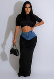 Crop top and maxi skirt set