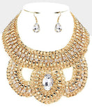 Oval Stone Accented Statement  Necklace jewelry)