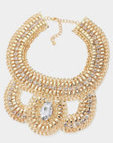 Oval Stone Accented Statement  Necklace jewelry)