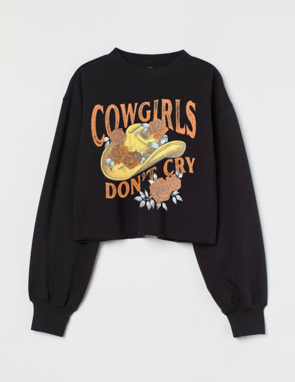 Cowgirls graphic  long sleeve crop top