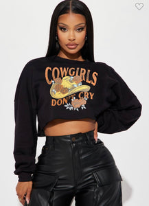 Cowgirls graphic  long sleeve crop top