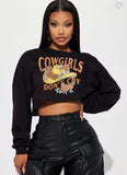 Cowgirls graphic  long sleeve crop top