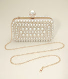 Pearl Embellished Box clutch (handbags)