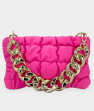 Faux leather color clutches with chain ( handbags)
