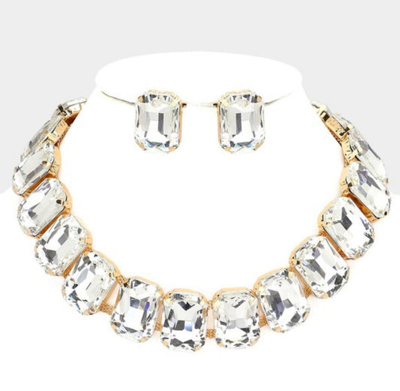Emerald cut necklace and earring set ( jewelry)