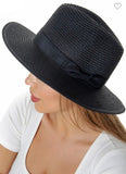 Straw Fedora with black bow ( hats)