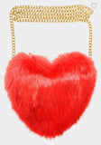 Faux fur heart ❤️🤍 purse