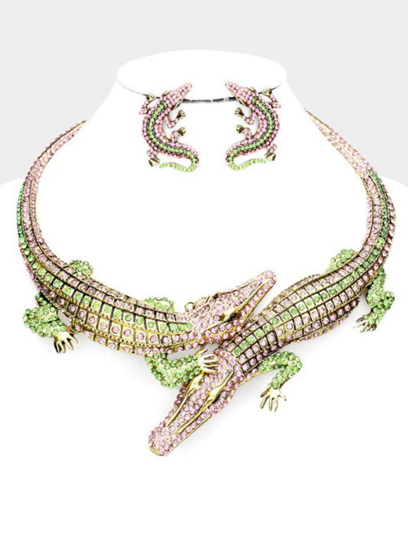 Alligator 🐊 bling necklace and earrings ( Jewelry )
