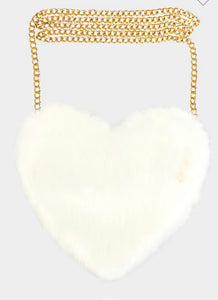 Faux fur heart ❤️🤍 purse