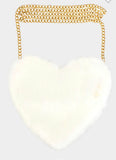 Faux fur heart ❤️🤍 purse