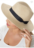 Straw Fedora with black bow ( hats)