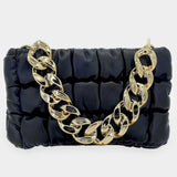 Faux leather color clutches with chain ( handbags)