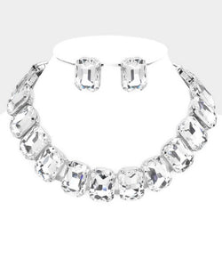 Emerald cut necklace and earring set ( jewelry)