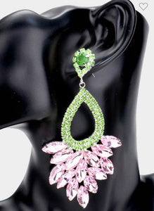 Pink and Green evening earrings (jewelry)